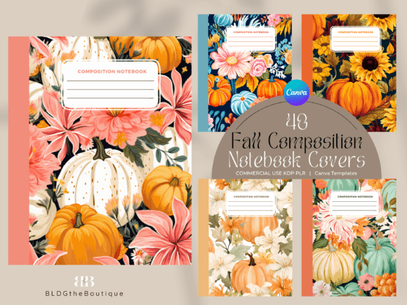 40 Fall Composition Notebook Covers KDP