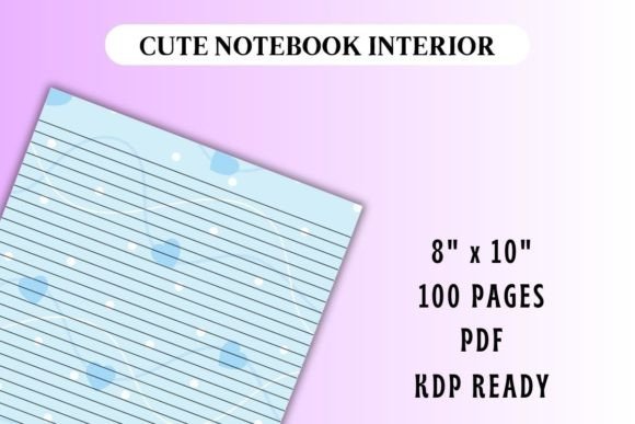 Blue Hearts and Lines Journal Interior for KDP